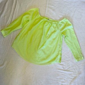 Crown & Ivy Cotton Seersucker Top, Off Shoulder elastic neckline, Size X…